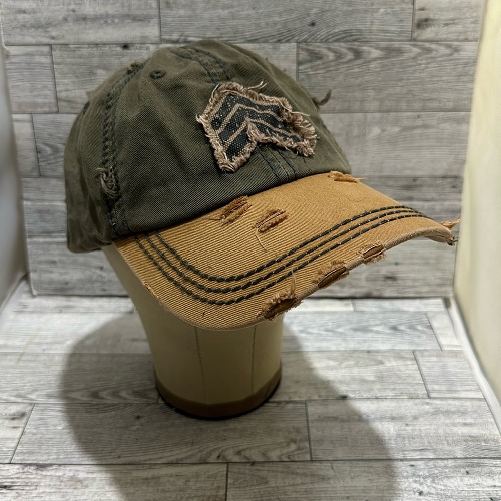 Kbethos vintage green army distressed baseball hat cap